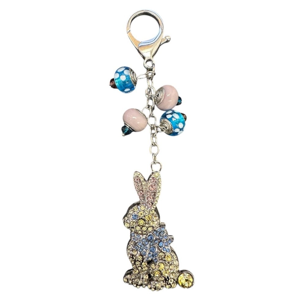 Willabee & Ward April Rabbit Bunny Keychain Bag Charm Vtg Danubury Mint Birthday